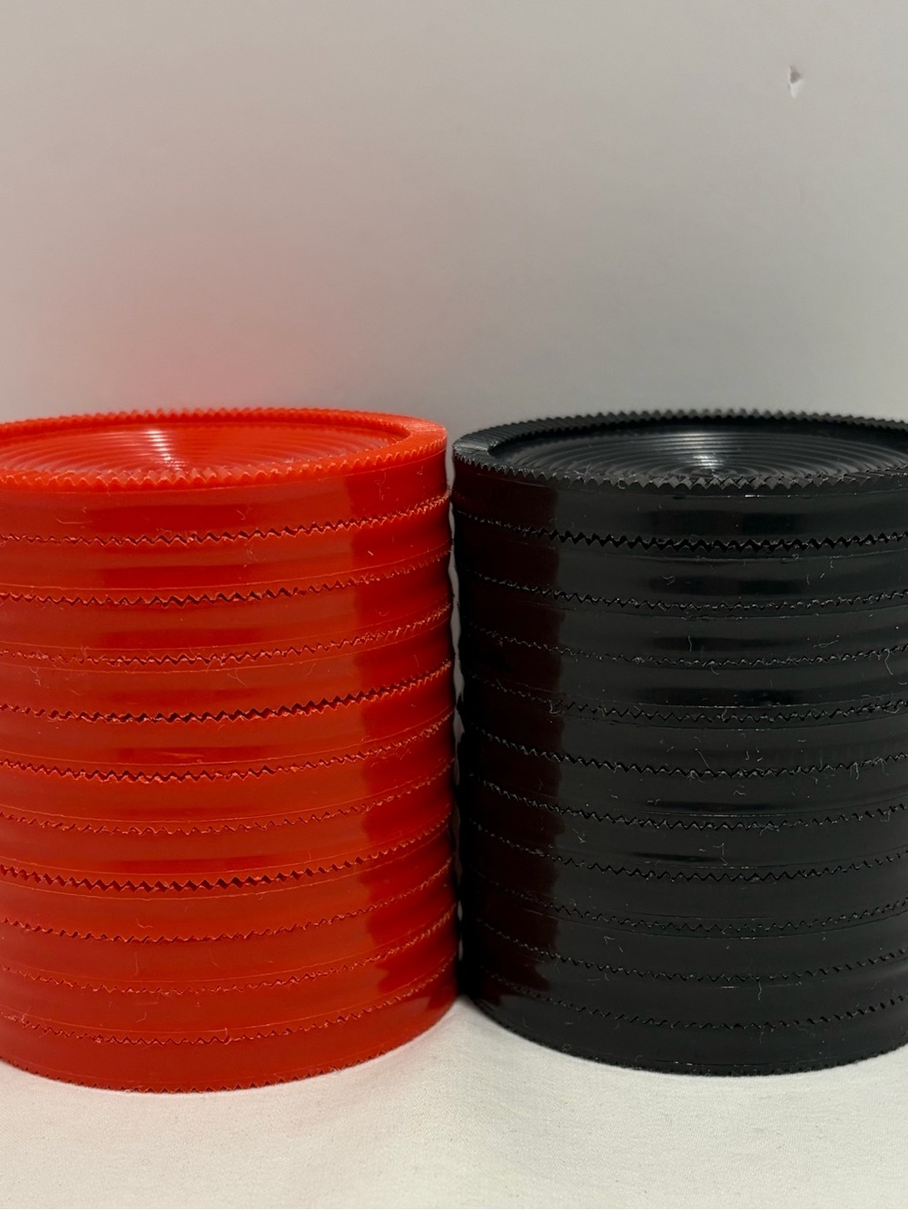 Jumbo Red and Black Plastic Checkers Gaming Chips - Stackable Set